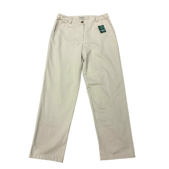 LL Bean Bayside Pants Womens 6 Reg Beige Chino Favorite Fit Wrinkle Resistant - Picture 1 of 8